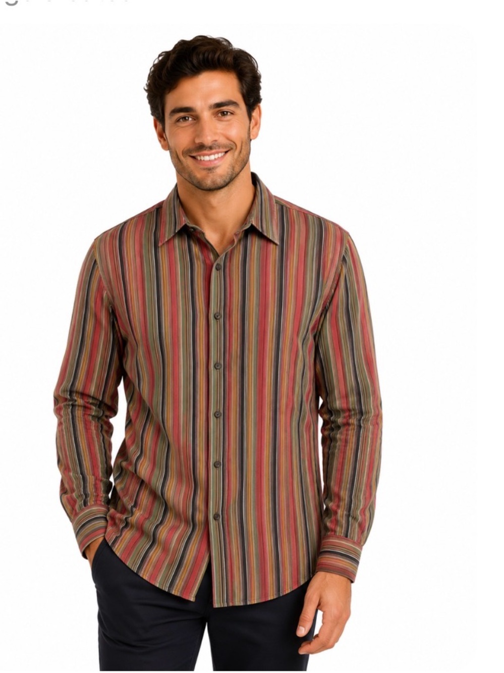 Robert Graham Men’s Long Sleeve Cotton Silk Trim Button Down Shirt 2XL